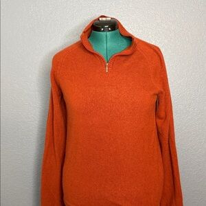 Orvis 100% Cashmere Half Zip Sweater Women’s M Burnt Orange Mock Neck